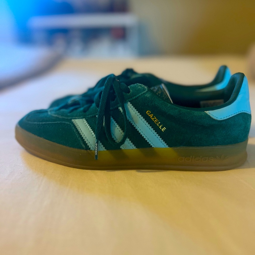 Green Suede Gazelle’s. Men’s US size 5 1/2.